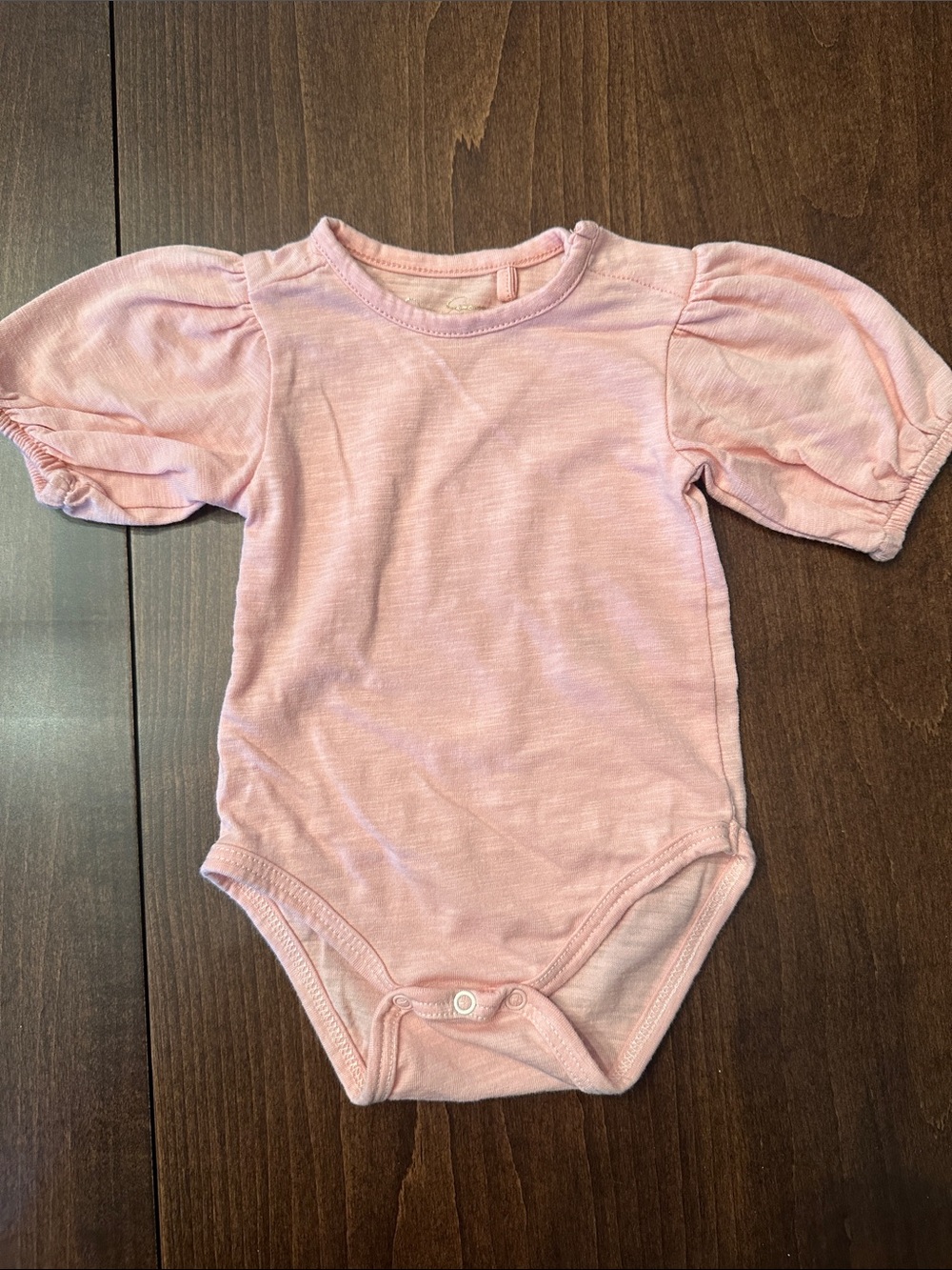Jessica Simpson Pink Puff-Sleeve Baby One-Piece Bodysuit